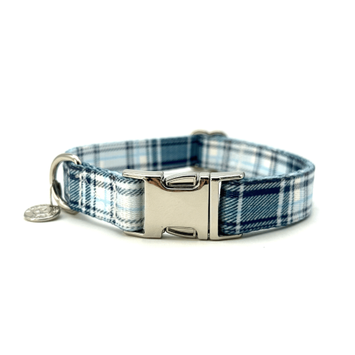Adjustable Collar - Quick Release Metal Alloy - Blue Plaid Adjustable Collar - Quick Release Metal Alloy - Blue Plaid